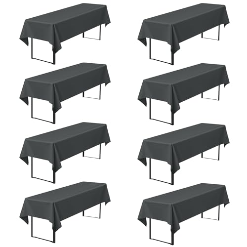 8er-Pack Premium Biertischdecken 260 x 110 cm, Dunkelgrau Biertischdecken für Bierzeltgarnitur, blickdichte Polyester-Biertischdecken, waschbare Tischhussen für Bankette im Freien (Dunkelgrau) von Pesonlook