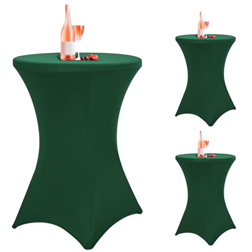 Cocktail-Tischdecke, Spandex, Stretch, quadratische Ecken, 81,3 x 109,2 cm, Jägergrün, taillierter Hochtisch, Cocktail-Tischdecke für Bar, Hochzeit, Cocktail-Party, Bankett (Jagdgrün), 3 Stück von Pesonlook