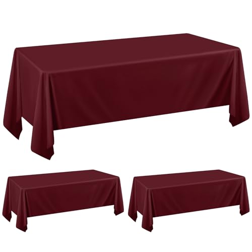 Pesonlook 2er-Pack burgunderfarbene Tischdecken für 1,8 m große rechteckige Tische, 153x 260 cm, rechteckige Tischdecke aus Polyestergewebe, waschbare Tischdecke für Hochzeit, Empfang, Bankett, Party Pesonlook 2er-Pack burgunderfarbene Tischdecken für 1,8 m große rechteckige Tische, 153x 260 cm, rechteckige Tischdecke aus Polyestergewebe, waschbare Tischdecke für Hochzeit, Empfang, Bankett, Party von Pesonlook