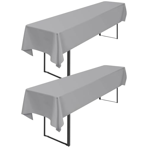 Pesonlook 2 Stück hellgraue Biertischtischdecke, 250 x 100 cm, Biertischhusse Universal für 50 cm und 70 cm Biertisch, waschbar, Polyester, rechteckige Tischdecke für Partys im Freien, Bankette Pesonlook 2 Stück hellgraue Biertischtischdecke, 250 x 100 cm, Biertischhusse Universal für 50 cm und 70 cm Biertisch, waschbar, Polyester, rechteckige Tischdecke für Partys im Freien, Bankette von Pesonlook