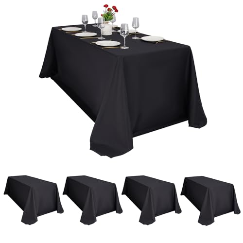 Pesonlook 4 Stück Schwarze Rechteck Tischdecke 229×396cm Tischtuchpolyester, weiße Tischdecken für wasserdichtes fleckbeständiges waschbarer Rechtecktischabdeckung in Volumen für Hochzeitsfeierbuffet Pesonlook 4 Stück Schwarze Rechteck Tischdecke 229×396cm Tischtuchpolyester, weiße Tischdecken für wasserdichtes fleckbeständiges waschbarer Rechtecktischabdeckung in Volumen für Hochzeitsfeierbuffet von Pesonlook