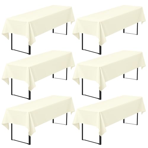 Pesonlook 6er-Pack Biertisch Tischdecke, beige Biertischdecke, 260 x 110 cm Bierzeltdecke, strapazierfähige Polyester-Tischdecke, waschbare Tischdecke für Gartenparty, Geburtstagsfeier (Beige) von Pesonlook