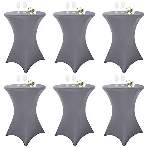 Pesonlook 6er-Set Stretch Stehtisch Husse für Bistrotisch Ø 80-85 cm Elegante,Verstärkung im Fußbereich,40°C Maschinenwäsche,Stretch-Husse Hussen für Stehtische und Bistrotische(80×110cm,hellgrau) von Pesonlook