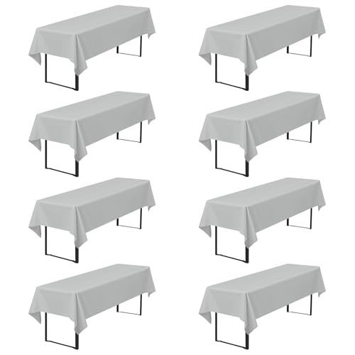 Pesonlook 8er-Pack Premium Biertischdecken 260 x 110 cm, Hellgrau Biertischdecken für Bierzeltgarnitur, blickdichte Polyester-Biertischdecken, waschbare Tischhussen für Bankette im Freien (Hellgrau) von Pesonlook