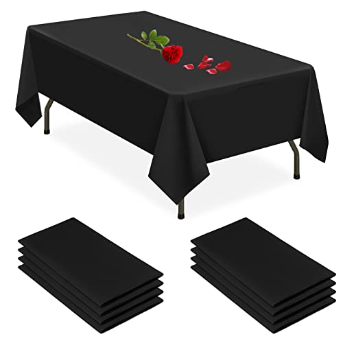 Schwarze rechteckige Tischdecke, 8er-Pack, Einweg-Kunststoff-Tischdecke, 137 x 274 cm, dekorative Tischdecke für Picknick, Grillen, Party, Hochzeit, Bankett, Babyparty von Pesonlook