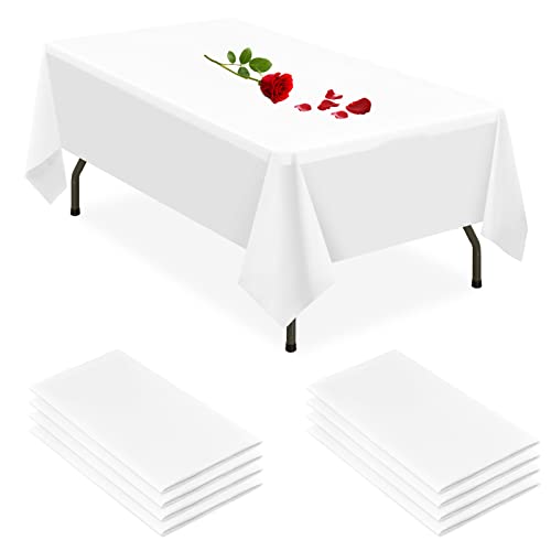 Weiße rechteckige Tischdecke, 8er-Pack, hochwertige Einweg-Kunststoff-Tischdecke, 137 x 274 cm, dekorative Tischdecke für Picknick, Grillen, Party, Geburtstag, Hochzeit, Bankett, Babyparty von Pesonlook
