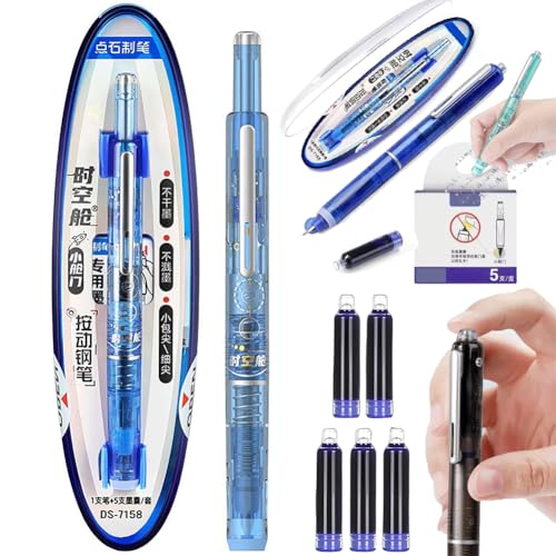 Pessrrtewg Füllfederhalter, einziehbar, 0,38 mm, blaue und schwarze Tinte, transparenter Schaft, inklusive 5 nachfüllbaren Tintenpatronen, glattes Schreiben, kein Auslaufen, für Kalligraphie Pessrrtewg Füllfederhalter, einziehbar, 0,38 mm, blaue und schwarze Tinte, transparenter Schaft, inklusive 5 nachfüllbaren Tintenpatronen, glattes Schreiben, kein Auslaufen, für Kalligraphie von Pessrrtewg