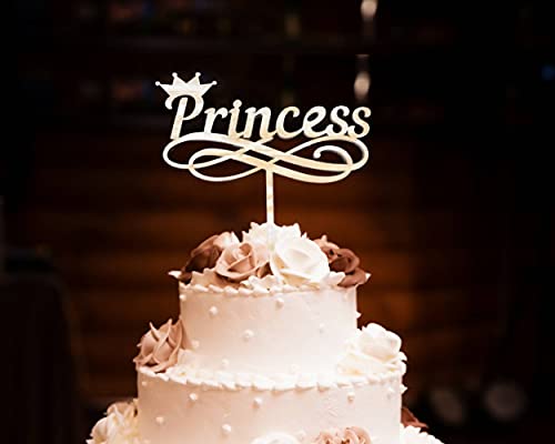 Pet-Jos Cake Topper Happy Birthday Princess Prinzessin aus Holz Tortenaufleger Kuchendekoration Tortenfigur Alles Gute zum Geburtstag Kuchen Dekoration Party Dekoration von Pet-Jos