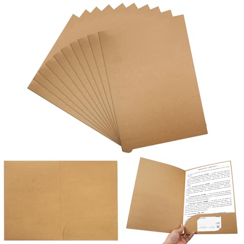 10 Stück Kraft Dokumentenmappe Mappe mit Tasche, 350g/m² Dicker Präsentationsmappe A4, Dokumentenmappe A4 Pappe für Zu Hause Schule Büro Meeting Dokumentenspeicherung und Organisation (310x220mm) von PetGlimmer