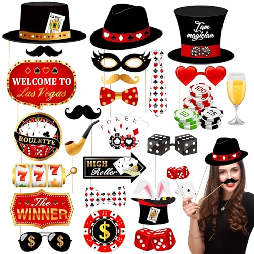 25 Stück Casino Party Photo Booth Requisiten, Las Vegas Kostüm Fotobox Accessoires, Casino Deko Party Zubehör, Fotobox Party Poker Thema für Deko Casino Film, Casino Spiele, Casino Royale Party 25 Stück Casino Party Photo Booth Requisiten, Las Vegas Kostüm Fotobox Accessoires, Casino Deko Party Zubehör, Fotobox Party Poker Thema für Deko Casino Film, Casino Spiele, Casino Royale Party von PetGlimmer