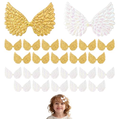 40 Stück Glitzer Engelsflügel Aufnäher, Engelsflügel Basteln, Basteln Pailletten Flügel Patches, Geeignet für Diy Handgemachte Tasche Dekoration, Haar-Accessoires, Kleidung, Geschenk Dekoration von PetGlimmer
