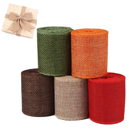 5 Rollen Jute Wickelstreifen, Bunt Juteband Breit 6 cm x 3 m, Geschenkband Juteband Leinenband, Geschenkband Jute für die Dekoration von Hochzeiten, Geburtstagsfeiern, Blumensträuße Dekorationen 5 Rollen Jute Wickelstreifen, Bunt Juteband Breit 6 cm x 3 m, Geschenkband Juteband Leinenband, Geschenkband Jute für die Dekoration von Hochzeiten, Geburtstagsfeiern, Blumensträuße Dekorationen von PetGlimmer
