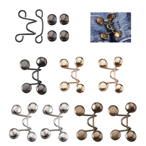 8 Paare Knöpfe Hosen Enger Machen Clip, Verstellbare Hosenbund Enger Machen, Hosen Verkleinern Clip Nagelfreie, Abnehmbare Hosenknopf zum Enger Machen, Waist Tightener Clipfür Hosen Jeans Rock von PetGlimmer