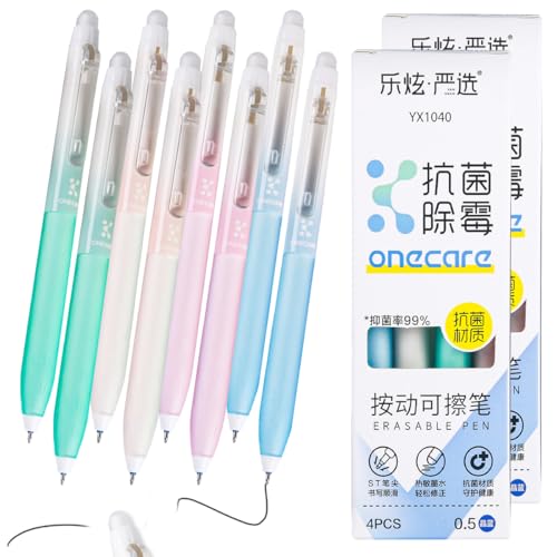 8 Radiergummi Farbige Gelschreiber 0.5mm, Blau Radierbarer Tintenroller, Einziehbare Tintenroller Radierbar, Löschbare Gelstifte, Stift zum Wegradieren für Studenten Geschenk, Schul Bürobedarf von PetGlimmer