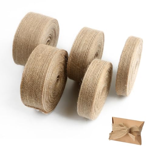 5 Rollen Juteband, 1/1,5/2/2,5/3 cm Breite, Jute Band, Jahrgang Sackleinen Band Natür für Geschenkband, Geschenkverpackung, Hochzeitdeko, Valentinstag, Blumenstrauß Dekoration 5 Rollen Juteband, 1/1,5/2/2,5/3 cm Breite, Jute Band, Jahrgang Sackleinen Band Natür für Geschenkband, Geschenkverpackung, Hochzeitdeko, Valentinstag, Blumenstrauß Dekoration von PetGlimmer