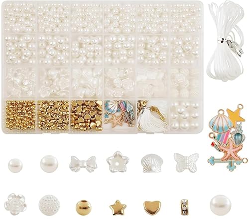 Weiße Perlen Set, Armbänder Selber Machen Perlen zum Auffädeln Abstandsperlen, Weißes Perlenset zum Auffädeln, Armband Set Selber Machen Geschenke für Mädchen Armbänder Charm Kit für DIY Weiße Perlen Set, Armbänder Selber Machen Perlen zum Auffädeln Abstandsperlen, Weißes Perlenset zum Auffädeln, Armband Set Selber Machen Geschenke für Mädchen Armbänder Charm Kit für DIY von PetGlimmer
