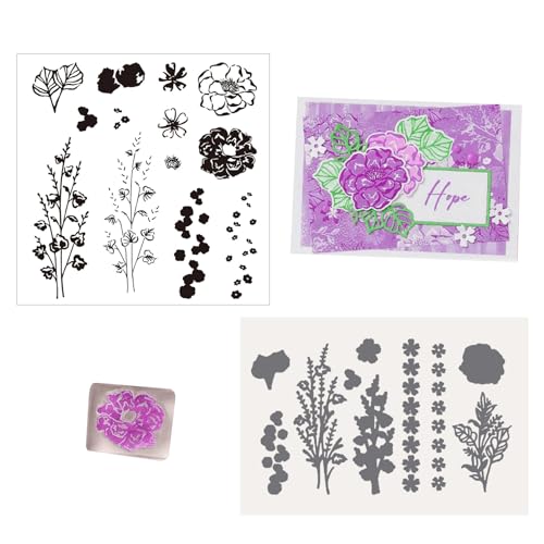 PetPhindU Stempel Set Und Metall Schneiden Sterben Silikon Klar Stempel Stempelzubehör Für DIY Geburtstage Scrapbooking Kunst Handwerk DIY-Metallstanzungen Silikonstempel (Farbe 15,One Size) von PetPhindU