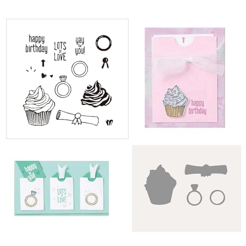 PetPhindU Stempel Set Und Metall Schneiden Sterben Silikon Klar Stempel Stempelzubehör Für DIY Geburtstage Scrapbooking Kunst Handwerk DIY-Metallstanzungen Silikonstempel (Farbe 6,One Size) von PetPhindU