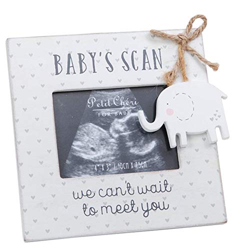 Petit Cheri Baby-Scan-Bilderrahmen mit Elefanten-Aufsatz, Geschenk, 10.2 x 7.6 cm, beige, 150 x 160 x 20 mm (H x B x T) von Petit Cheri