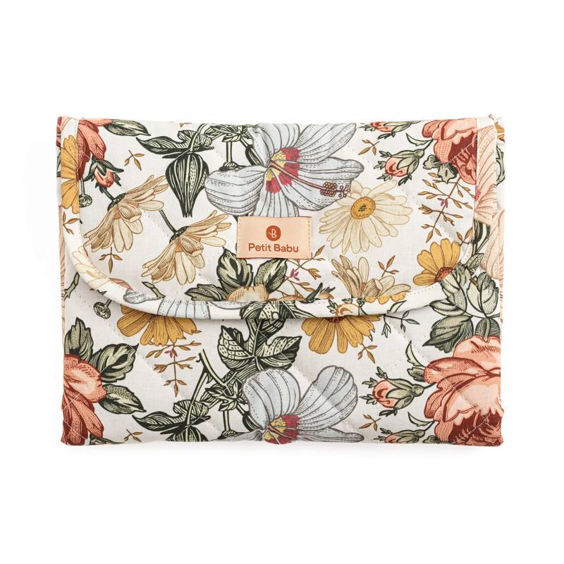 Vintage Blumen Wickelunterlage, Reise Wickeltasche, Tragbare Baby Wickelunterlage von PetitBabu