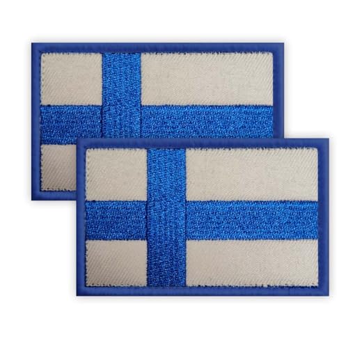 2 Stück Finnland Patch, 5 × 8 CM gestickte Applique Finnisch Patches mit Haken zurück Tag für Tuch Tasche Hosen Rucksack Cap Baseballkappe Patch Finland von Petite Pine