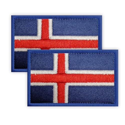 2 Stück Island Patch, 5 × 8 CM gestickte Applique Isländisch Patches mit Haken zurück Tag für Tuch Tasche Hosen Rucksack Cap Baseballkappe Patch Iceland von Petite Pine