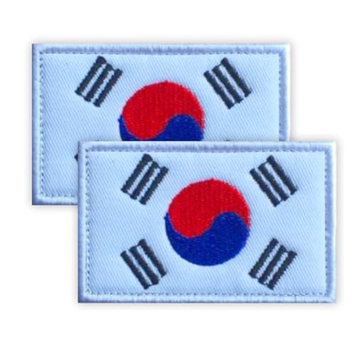 2 Stück Südkorea Patch, 5 × 8 CM gestickte Applique koreanisch Patches mit Haken zurück Tag für Tuch Tasche Hosen Rucksack Cap Baseballkappe Patch South Korea von Petite Pine