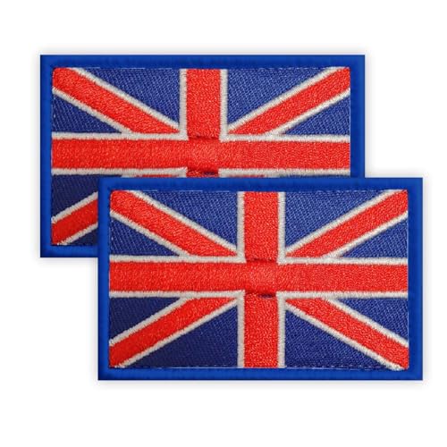 2 Stück das Vereinigte Königreich Patch, 5 × 8 CM gestickte Applique Englisch Patches mit Haken zurück Tag für Tuch Tasche Hosen Rucksack Cap Baseballkappe Patch Britain von Petite Pine