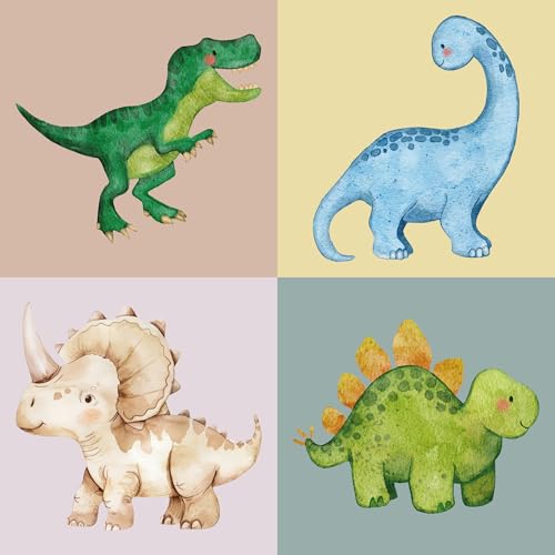 Petite Print® Namensaufkleber für Kinder (75 Stück), Schule, Kindergarten, Kleidung & Gegenstände, Namensetiketten personalisiert mit Namen und waschmaschinenfest (Dinosaurs Greenery) von Petite Print