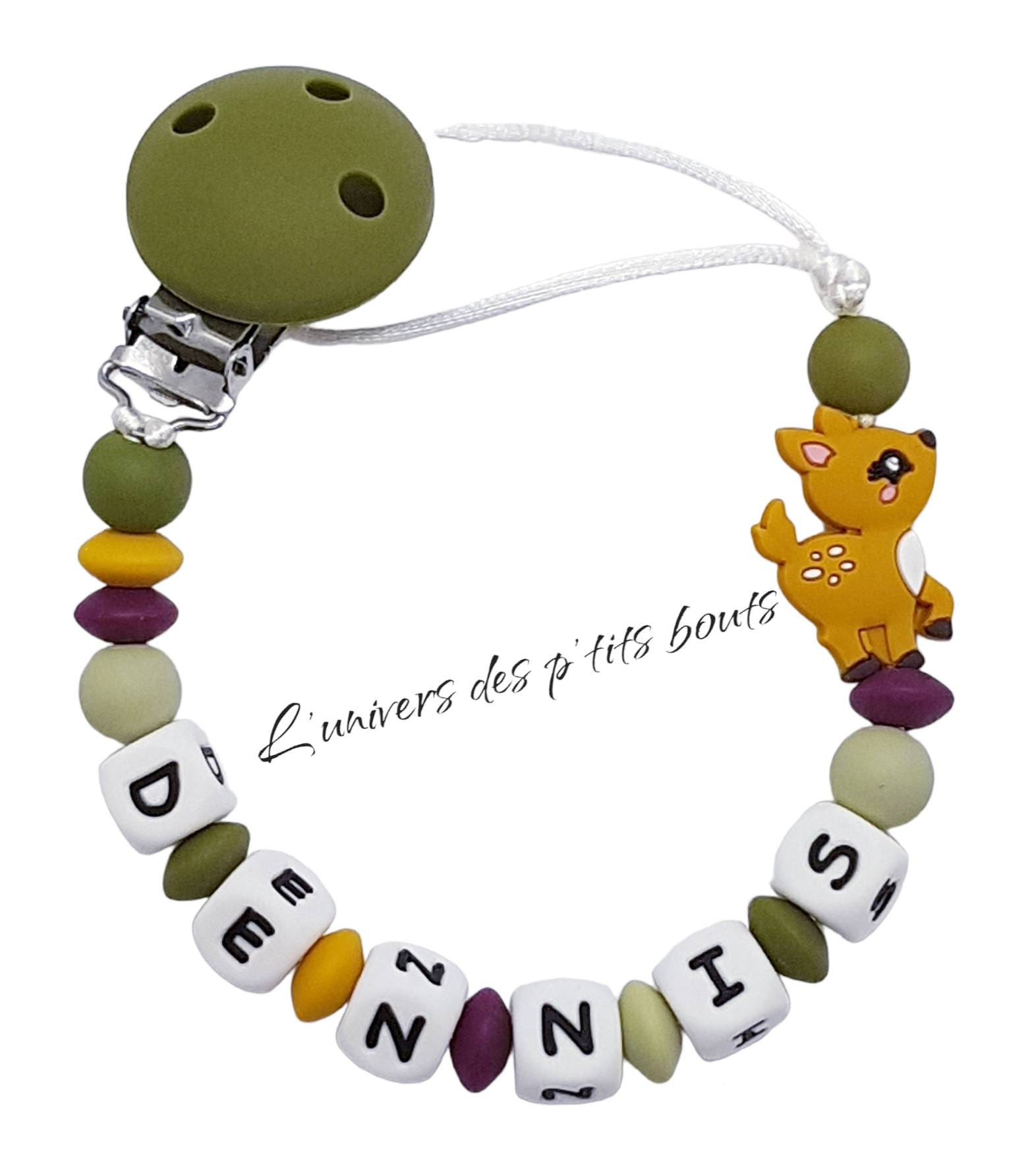 Personalisierter Silikon-Schnullerclip - Reh Personalisierter Silikon-Schnullerclip - Reh von PetitsboutsCreations