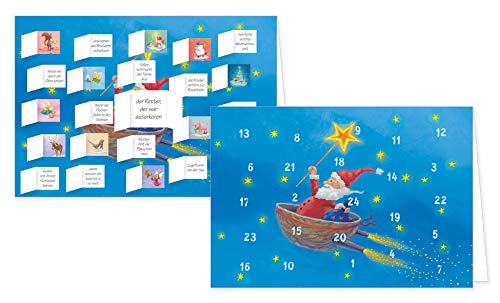 RASW036 -"Turbonuss Weihnachtsservice" Adventskalender-Doppelkarte mit Bilder und Weihnachtsgedicht zum Lernen - 12,5 x 18,5 cm mit hochwertigem Kuvert von Petra Kolitsch