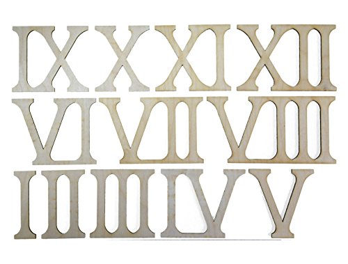 Petra's Bastel News 12-teiliges Holzset Römische bestehend aus Zahlen I-XII (Höhe ca. 120 mm), Filz, Holz, 20x12x5 cm von Petra's Bastel News