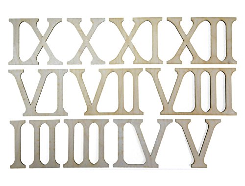 Petra's Bastel-News 12-teiliges Holzset Römische bestehend aus Zahlen I-XII (Höhe ca. 120 mm), Filz, Holz, 20x12x5 cm von Petra's Bastel News