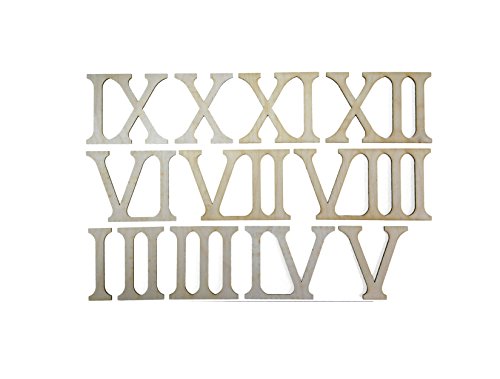 Petra's Bastel-News 12-teiliges Holzset Römische bestehend aus Zahlen I-XII (Höhe ca. 80 mm), Holz, 16x8x5 cm von Petra's Bastel-News