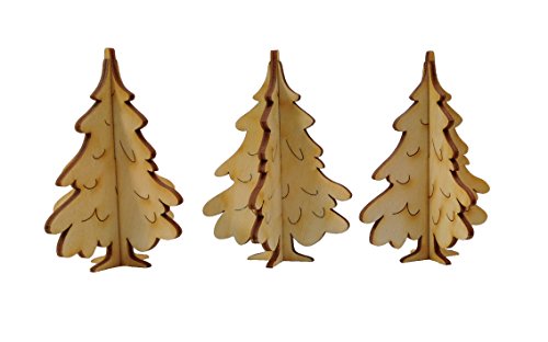 Petra's Bastel-News 3 Stecksätze aus Holz für 3-D Tannenbäume Höhe: ca. 10 cm, Natur, 28 x 19 x 5.5 cm von Petra's Bastel News