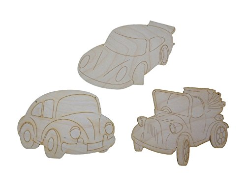 Petra's Bastel News 3-teiliges Holzset Fahrzeuge bestehend aus 3 verschiedenen Designs, Holz, holzfarben, 22x17x3 cm von Petra's Bastel News