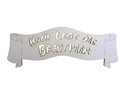 Petra's Bastel News Bastelartikel Banner Hoch lebe das Brautpaar aus Holz ca. 30 cm, 30cm von Petra's Bastel News