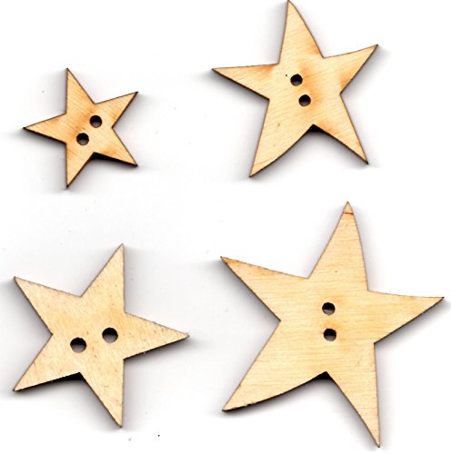 Petra's Bastel-News A-BUH5052S 24-teiliges Knopfset "Sterne", je 6 Knöpfe aus Holz in 2 verschiedenen Designs und Größen von Petra's Bastel-News