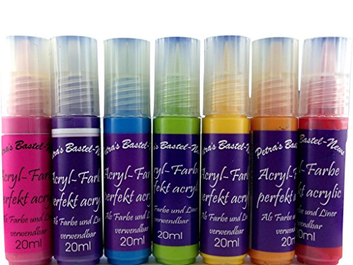 Petra's Bastel News Acrylfarbenset 'Regenbogen', 7 x 20 ml, acrylfarben/rosa/dunkelviolett/Mittelblau/apfelgrün/gelb/orange/rot, bunt, 7 x 20ml, 140 Petra's Bastel News Acrylfarbenset 'Regenbogen', 7 x 20 ml, acrylfarben/rosa/dunkelviolett/Mittelblau/apfelgrün/gelb/orange/rot, bunt, 7 x 20ml, 140 von Petra's Bastel News