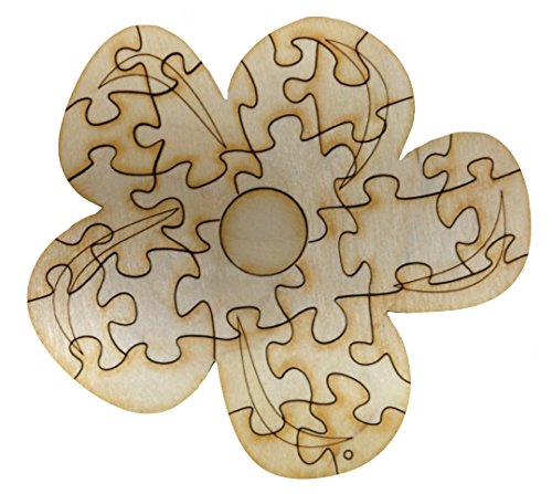 Petra's Bastel-News Bastelartikel 3 Puzzle-Blumen aus Holz Höhe: ca. 12 cm, Natur, 28 x 19 x 5.5 cm von Petra's Bastel News