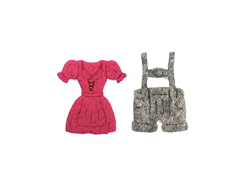 Petra's Bastel News Bastelartikel 30-teiliges Filzset Tracht bestehend Lederhose (Graumeliert) und 15 x Dirndl (pink), Holz, Filz, 18x12x5 cm von Petra's Bastel News