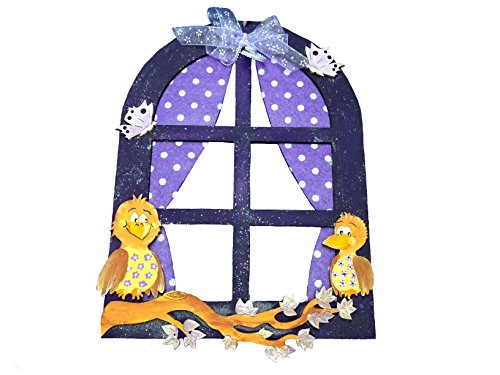 Petra's Bastel News Bastelset Fensterbild Vögel inkl. Glitterlack, Holz-und Filzteile, Filz, lila, 28 x 19 x 5.5 cm von Petra's Bastel News