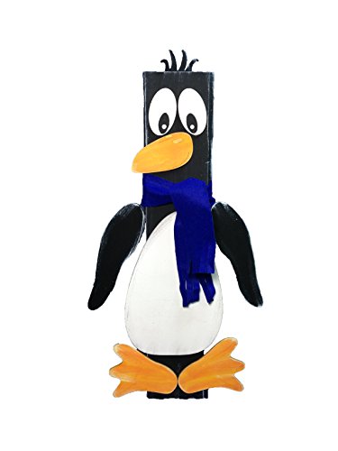 Petra's Bastel-News Bastelset Pfahltier Pinguin mit blauem Schal, Höhe ca. 40cm, Holz, 19 x 25 x 35 cm von Petra's Bastel News