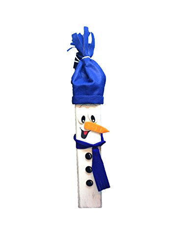 Petra's Bastel-News Bastelset Pfahltier Schneemann mit Filz für Mütze und Schal in Dunkelblau, Höhe Säule 40cm, Holz, 19 x 25 x 35 cm von Petra's Bastel News