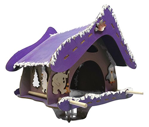 Petra's Bastel-News Bastelset Vogelhaus mit Stabhalterung Schneemann ca. 17cm unbemalt und ungeklebt, Holz von Petra's Bastel-News