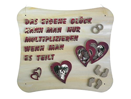 Petra's Bastel News Bastelset für Holzschild Das eigene Glück kann Man nur multiplizieren wenn Man es teilt mit Herzrahmen, Holz, 34x22x5 cm von Petra's Bastel News