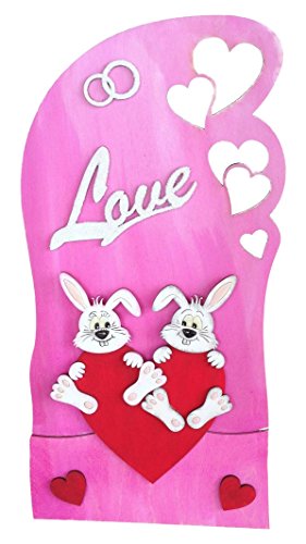 Petra's Bastel-News Bastelset für Holzstele Love mit Häschen und Herzen, Holz, 40x22x5 cm von Petra's Bastel News