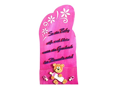 Petra's Bastel-News Bastelset für Holzstele mit Spruch So EIN Baby süß und klein muss EIN Geschenk des Himmels Sein mit Teddy und diversen Babyartikel aus Holz, 40x22x5 cm von Petra's Bastel News
