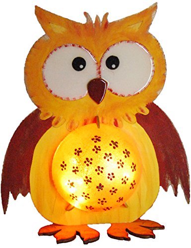 Petra's Bastel-News Leuchti Eule groß inkl. Acrylkugel und Satinierfarbe Bastelset, Holz, Holzfarben, 10 x 45 x 34 cm von Petra's Bastel News