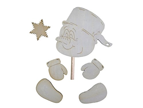 Petra's Bastel-News Schneemannkopf 180 mm mit 2 Handschuhe und 2 Schuhe inkl (Ø 10mm 200 mm lang) und Befestigung für Rundstab Holz, 18x24x5 cm von Petra's Bastel News